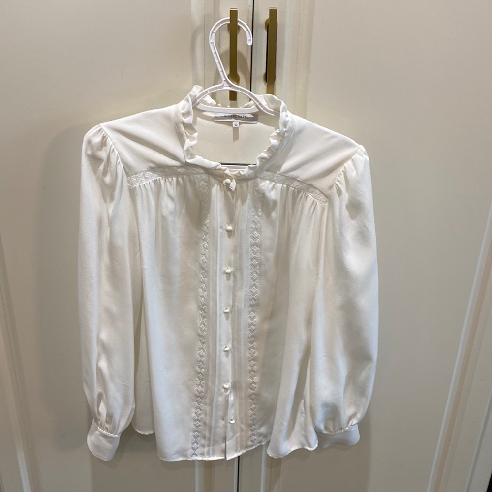 Gerard Darel cream long sleeve top.  Sz European 42.  Excellent condition
